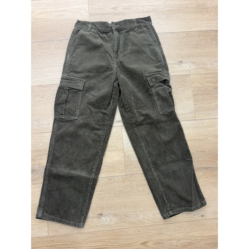 RSQ Loose Corduroy Cargo Pants Mens 29x30 Olive Green Y2K 100% Cotton